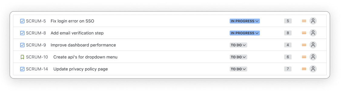 Jira backlog with tasks dragged into the sprint
